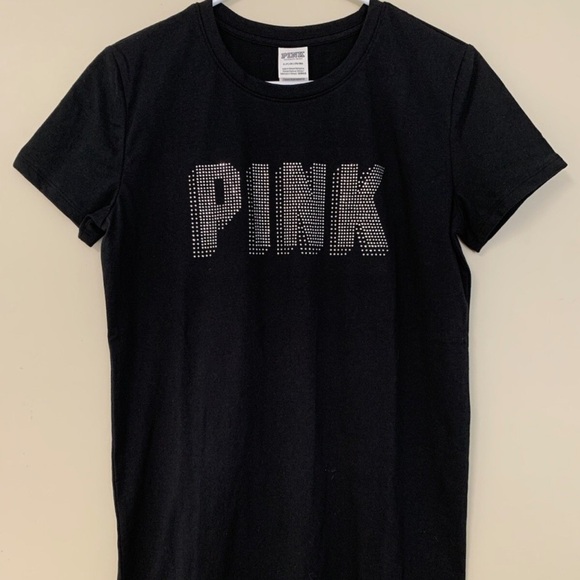 PINK Victoria's Secret Black Tee with Silver Accents - Picture 1 of 6